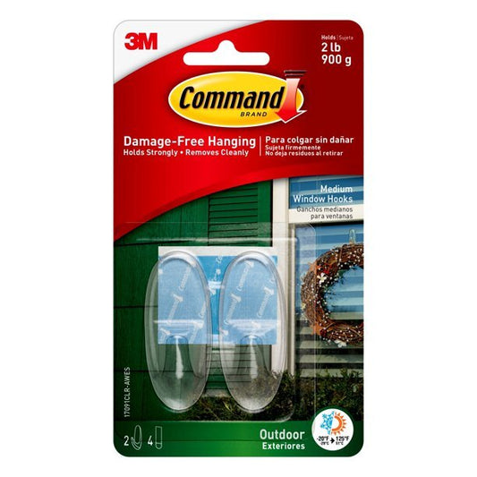 Command Medium Hooks Clear 2 Hooks & 4 Strips