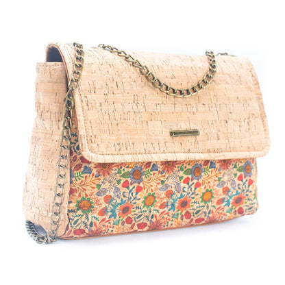 Natural Cork printed pattern messenger bag