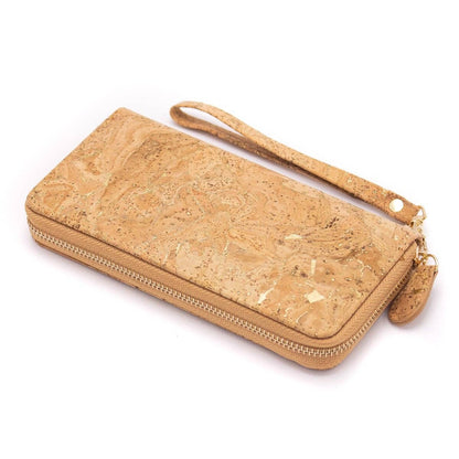 Golden cork with accents zipper wallet