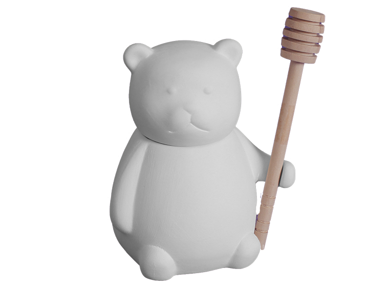 Teddy Bear Honey Pot Bisqueware