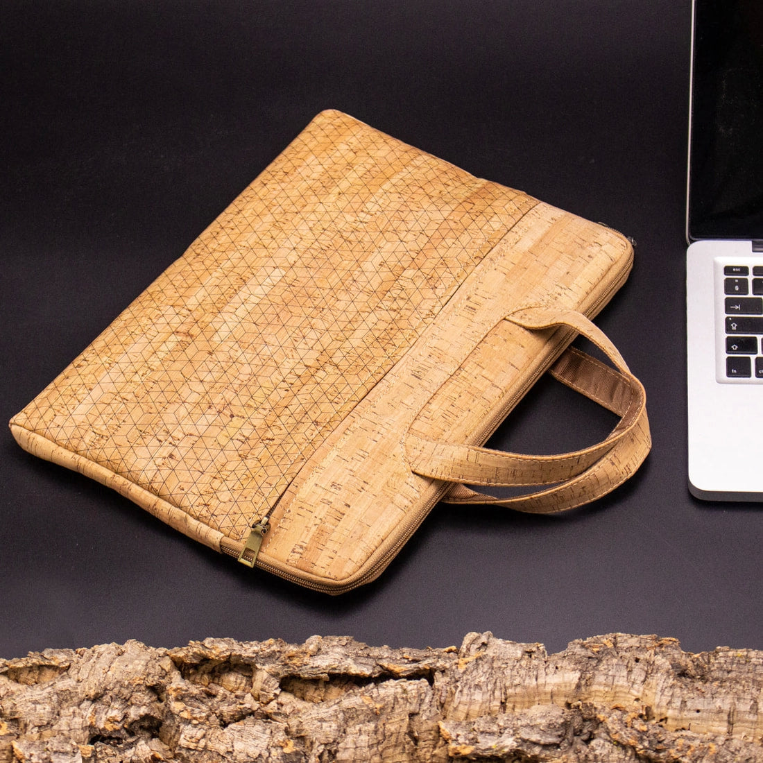 Cork Laptop case w/ Handle & luggage Straps