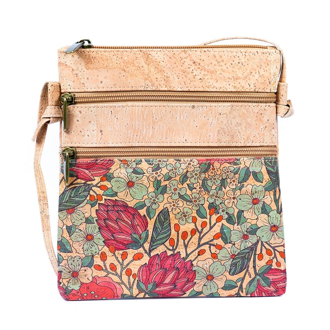 Cork  Double Zip Crossbody Bag