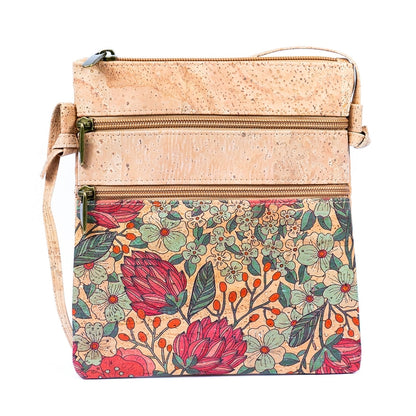 Cork  Double Zip Crossbody Bag