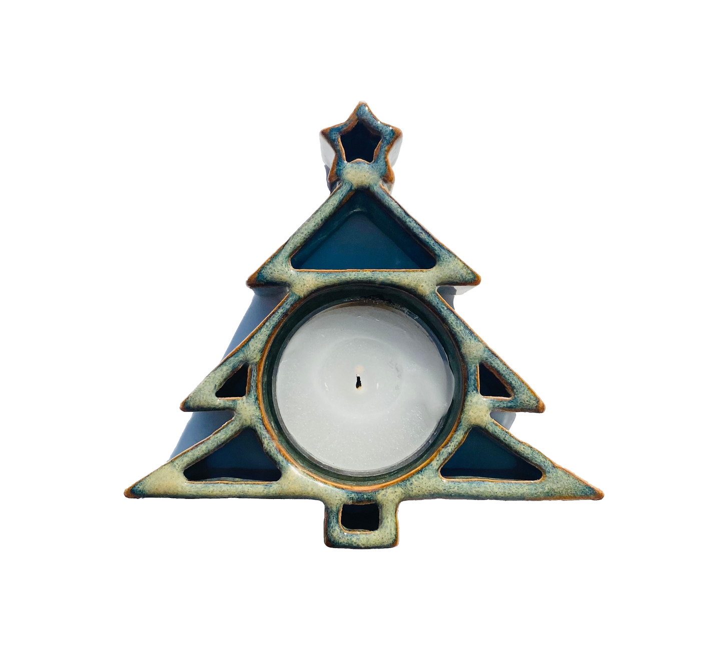 Christmas Tree Tealight Holder - Stoneware Pottery