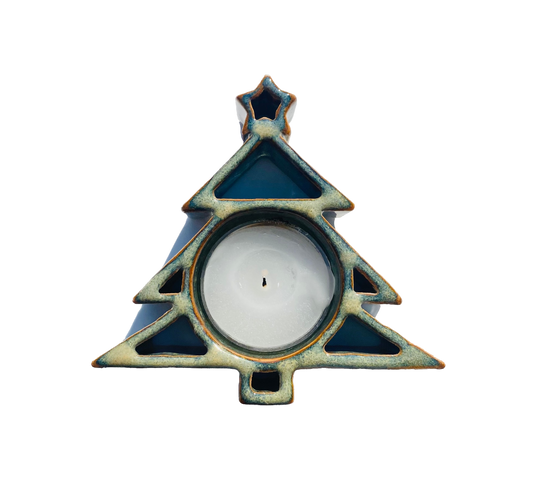 Christmas Tree Tealight Holder - Stoneware Pottery