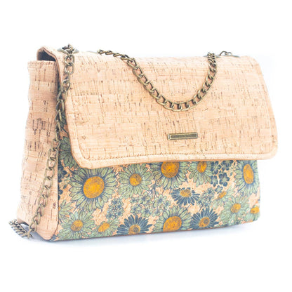 Natural Cork printed pattern messenger bag