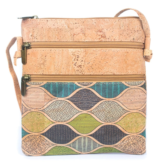 Cork  Double Zip Crossbody Bag