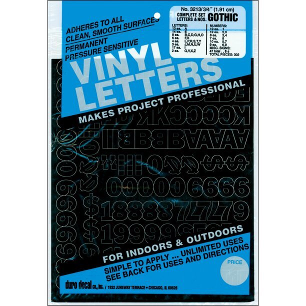 Permanent Adhesive Vinyl Letters & Numbers .75" 302/Pkg Black