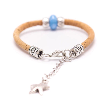 Turquoise bead & Starfish charm Cork Bracelet