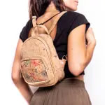 Floral Cork backpack with front pockets