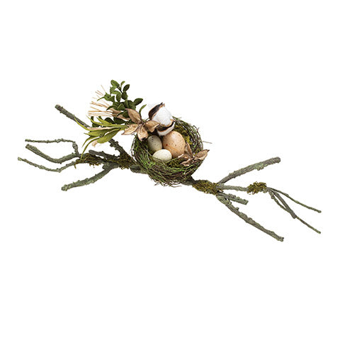 Moss Birds Nest Decor with Branches: 21 inches