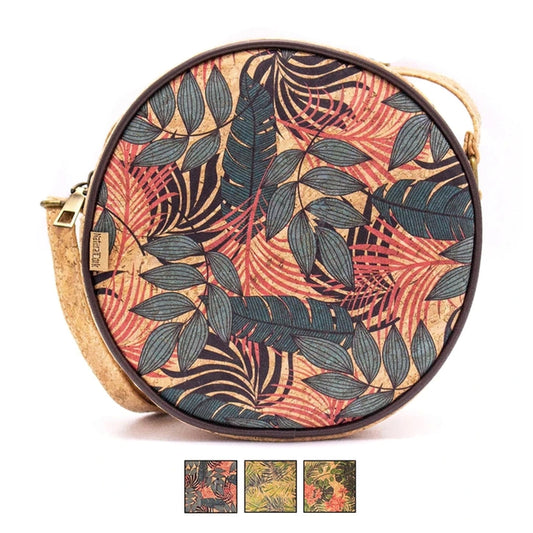 Tropical print Round Cork  Bag