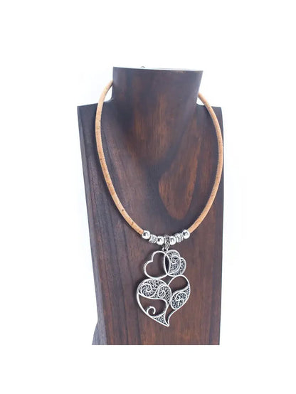 Hearts pendant Cork necklace