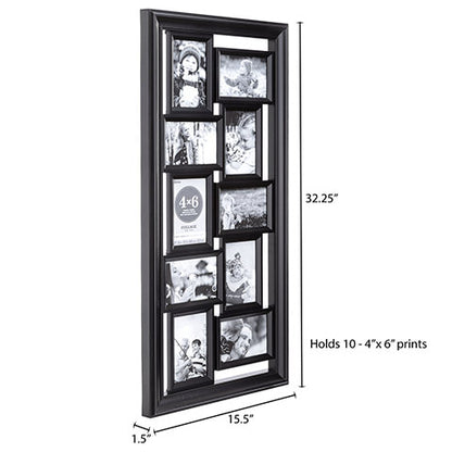 4 x 6 Collage Frame: 10 Photo, Black, 16 x 32.5 inches