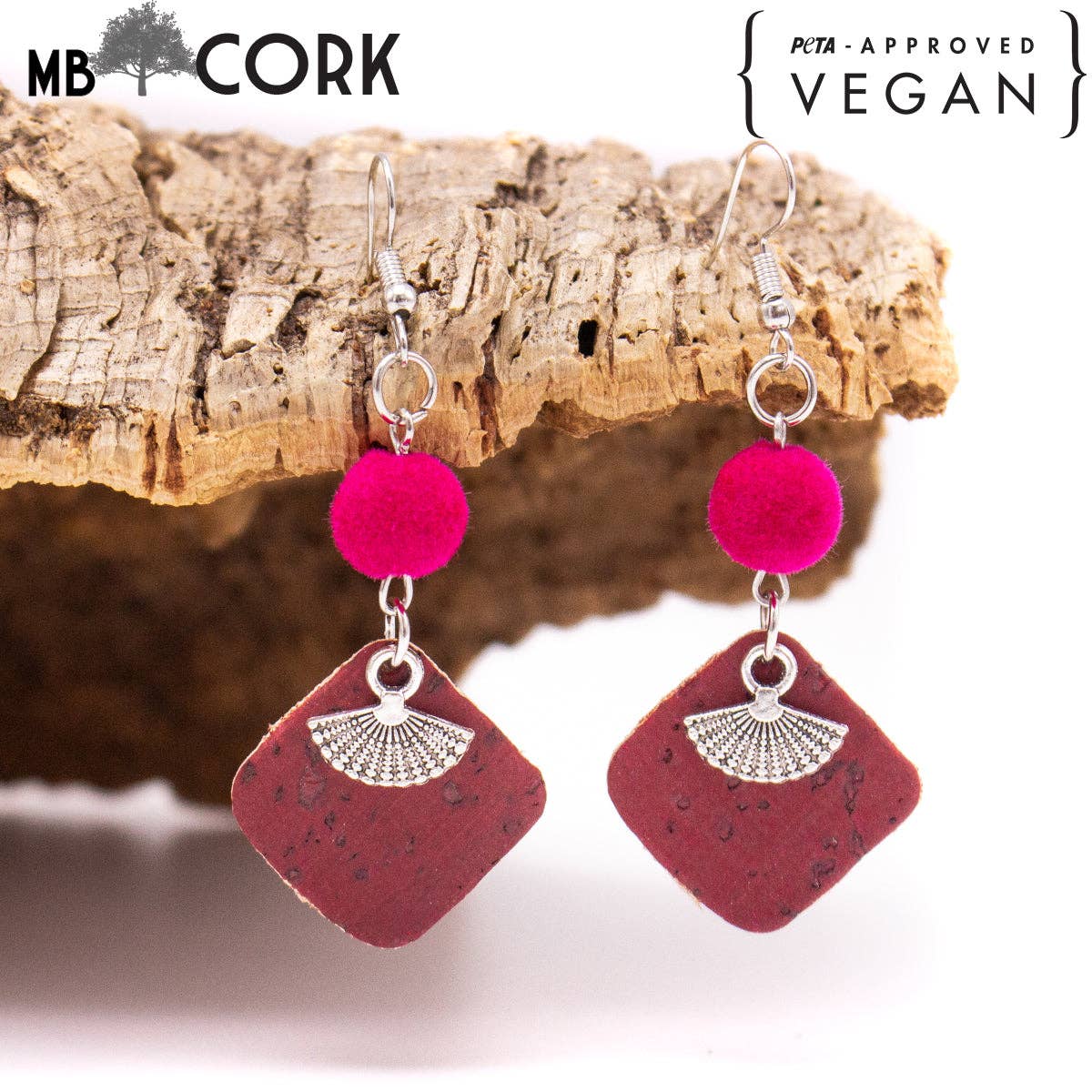 Red cork fabric Earrings