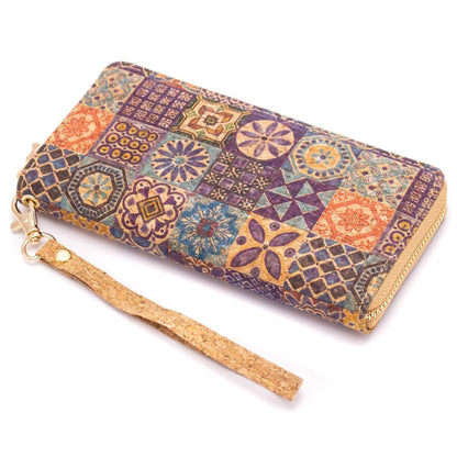 Ceramic tile pattern  cork with zipper wallet