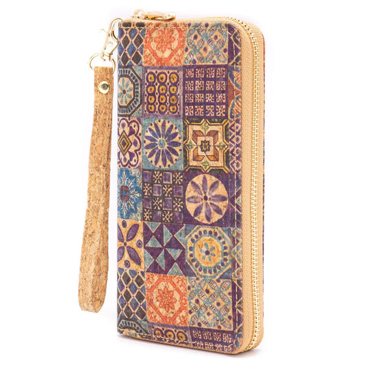 Ceramic tile pattern  cork with zipper wallet