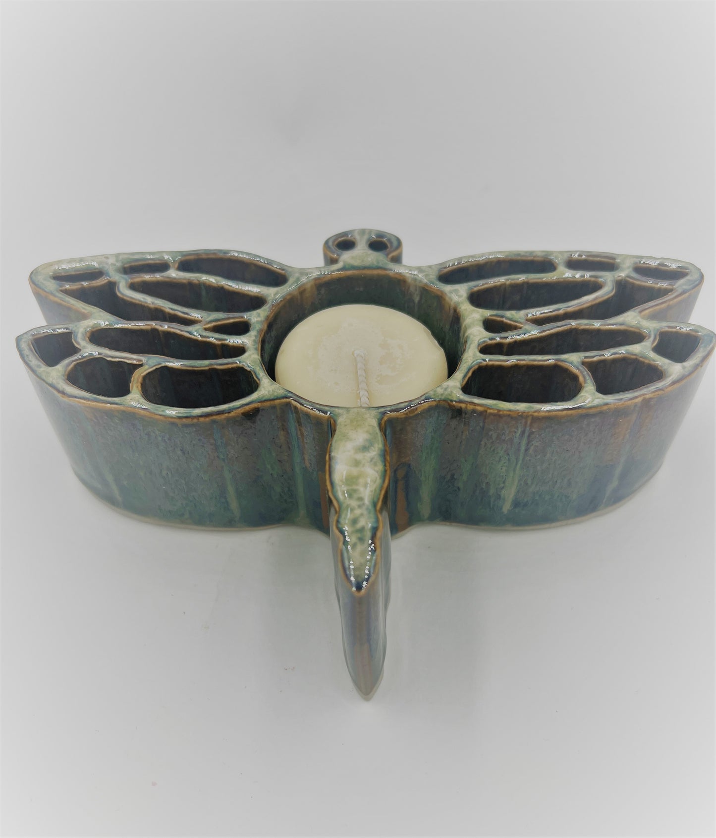 Dragonfly CandlePot - Stoneware Bay Pottery