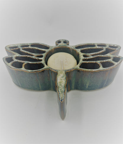 Dragonfly CandlePot - Stoneware Bay Pottery