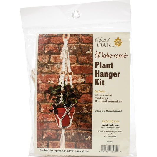 Solid Oak Macrame Plant Hanger Kit - 4 Rings