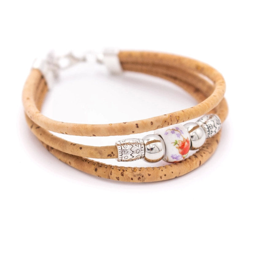 Colored Porcelain Beads Cork Bracelet