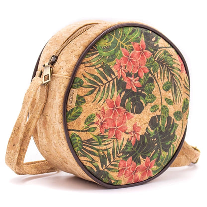 Tropical print Round Cork  Bag