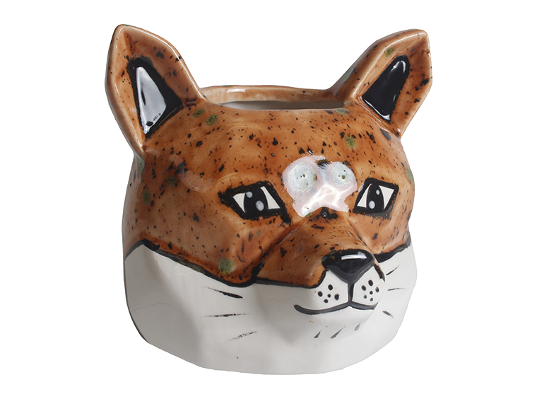 Faceted Fox Planter Bisqueware