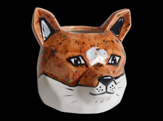 Faceted Fox Planter Bisqueware