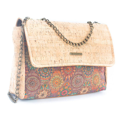 Natural Cork printed pattern messenger bag