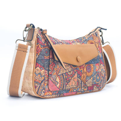 Natural Cork printed pattern messenger bag