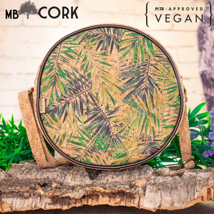 Tropical print Round Cork  Bag