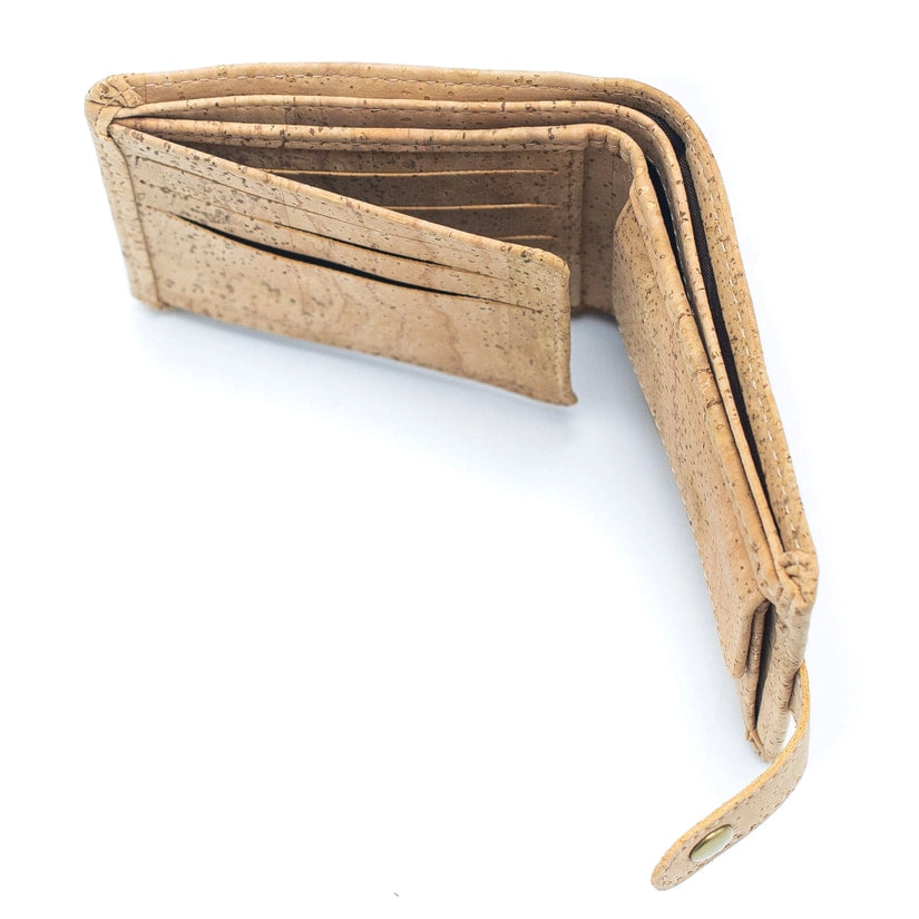 Men cork Wallet with Snap Button