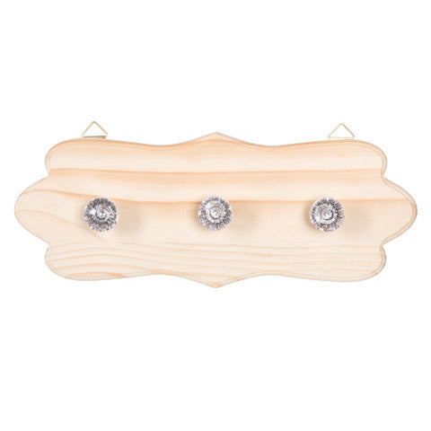 Darice® Unfinished Wood Plaque with Knobs - Fancy Rectangle - 11.75 x 4.625 in