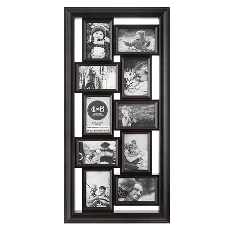 4 x 6 Collage Frame: 10 Photo, Black, 16 x 32.5 inches