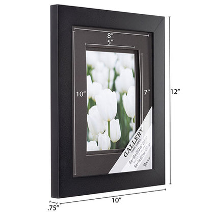 8 x 10 Matted Black Picture Frame: 10 x 12.01 inches