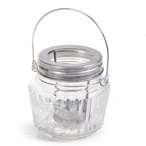 Mason Jar Tea Light Holder: Clear/Silver, 3.54 x 3.43 inches