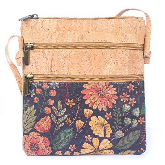 Cork  Double Zip Crossbody Bag