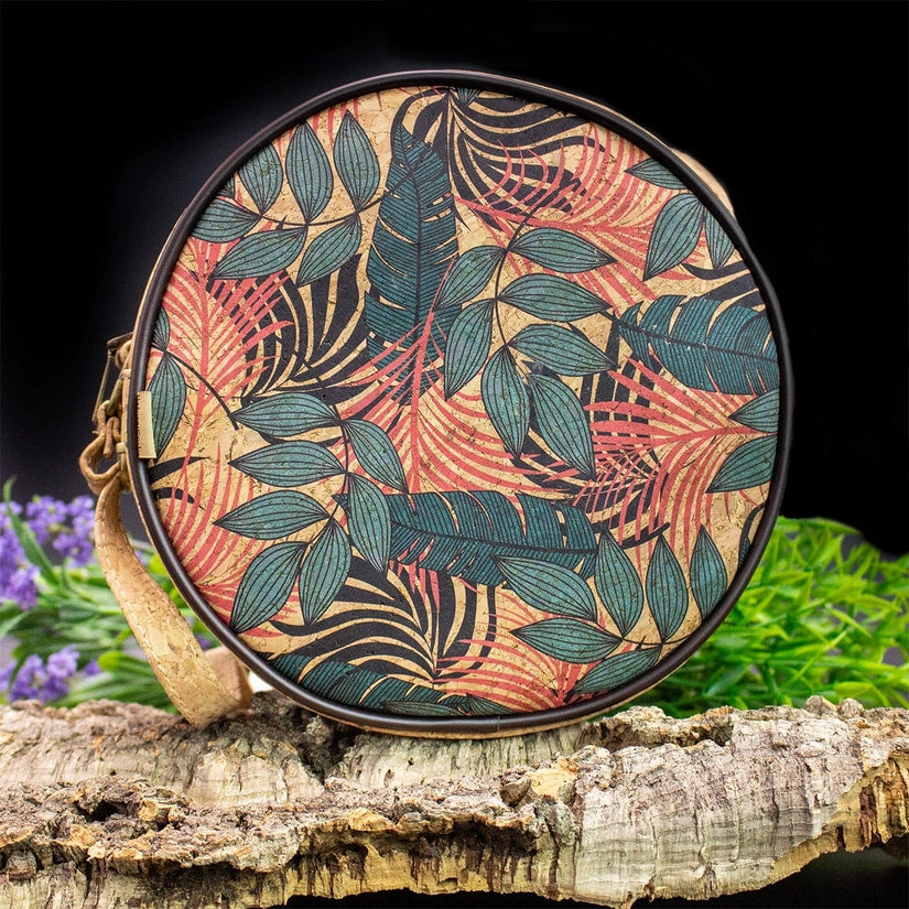 Tropical print Round Cork  Bag