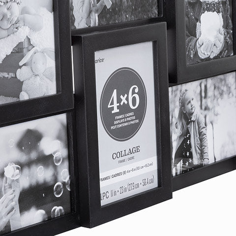 4 x 6 Collage Frame: 8 Photos, Black, 23 x 11 inches