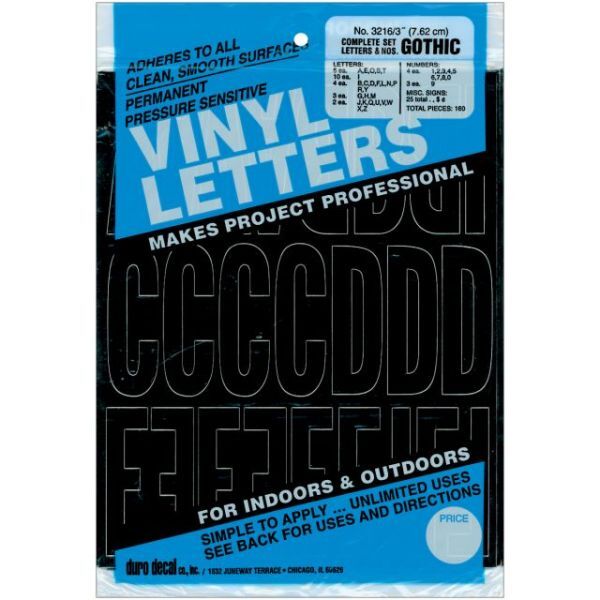 Permanent Adhesive Vinyl Letters & Numbers .75" 302/Pkg White