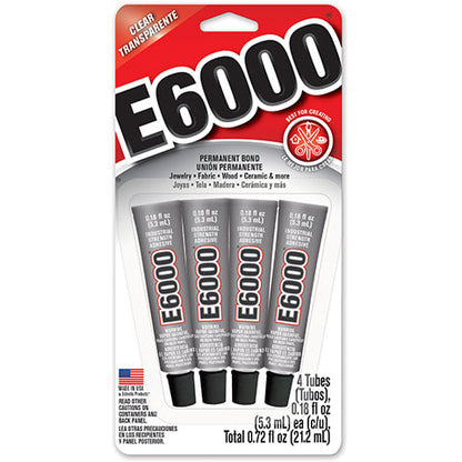 E6000 Adhesive: 0.18 oz, 4 pack