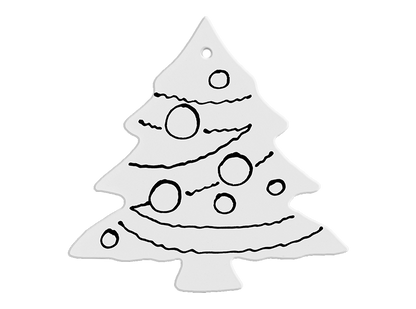 Hand Detailed Christmas Tree Ornament Bisqueware