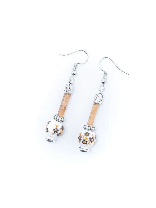 Ceramic bead Cork earrings