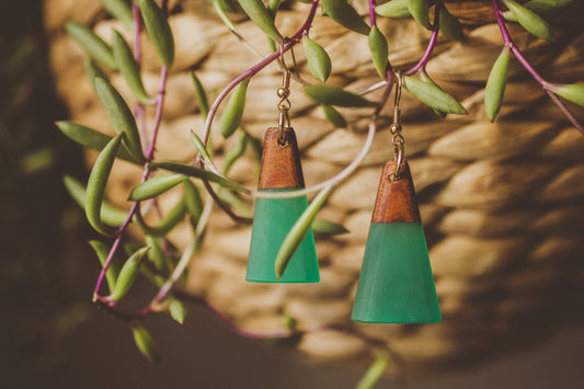 Wooden Element - Jade Earrings