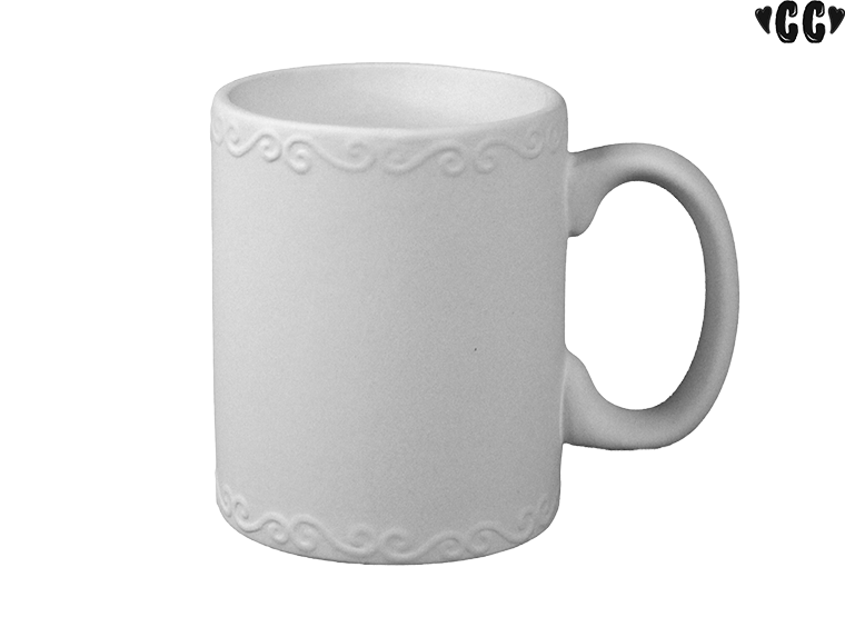 Swirly-Trimmed Mug Bisqueware