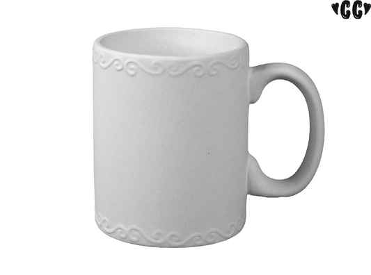 Swirly-Trimmed Mug Bisqueware