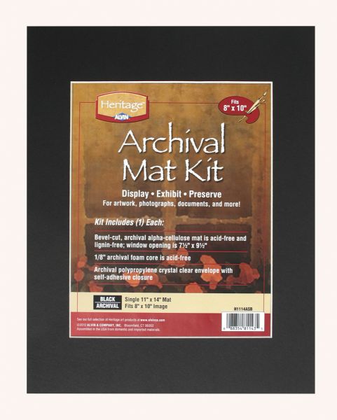 Heritage Arts Archival Single Mat Black 11x14