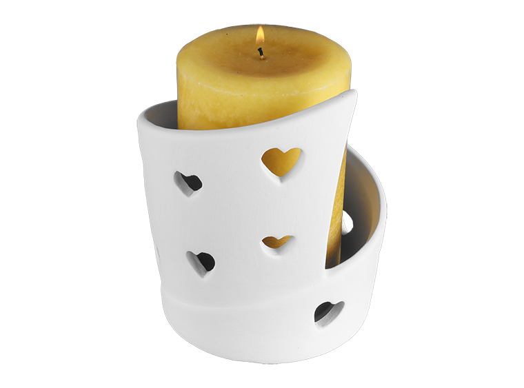 Cutout Heart Candle Wrap Bisqueware