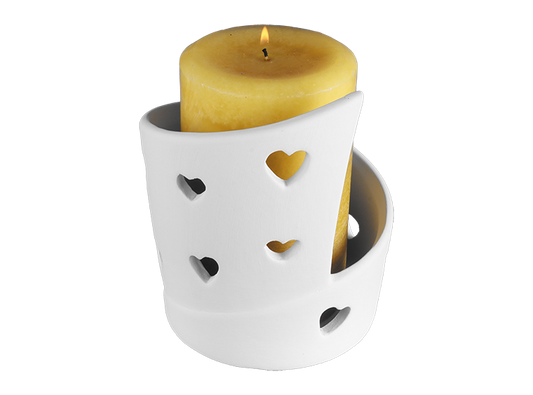 Cutout Heart Candle Wrap Bisqueware