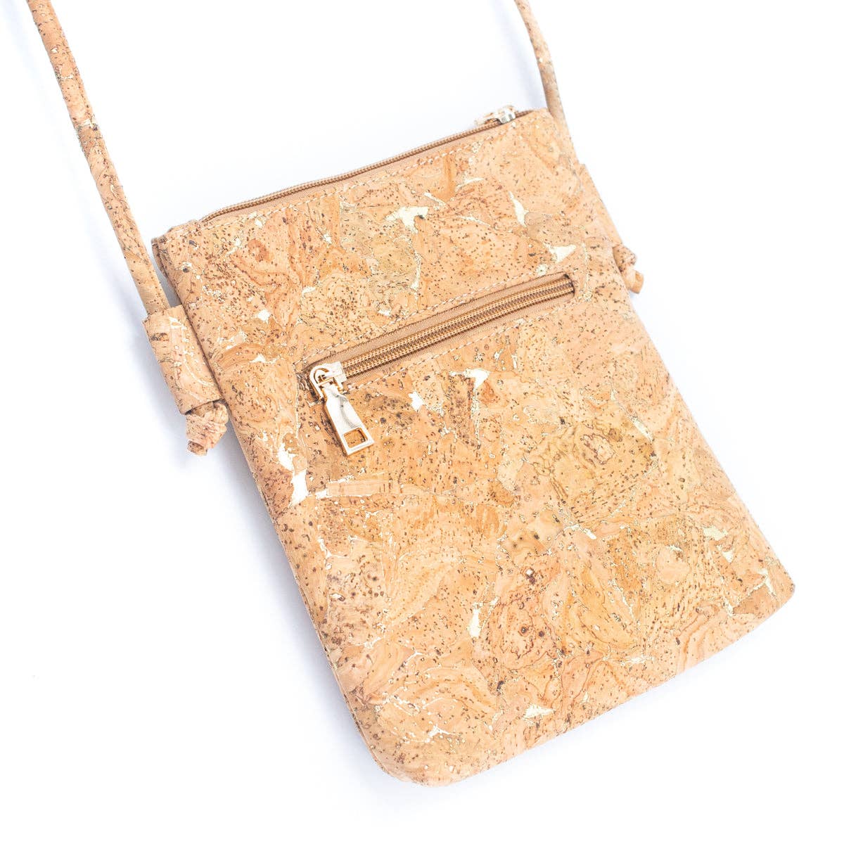 Gold and Silver Accented Cork Cut-out Crossbody Bag